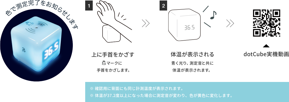 色で測定完了をお知らせします
